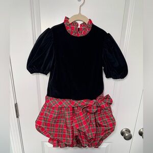 Ruth Of Carolina Velvet Christmas Plaid Bubble Dress Girls Size 7